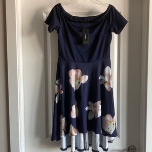 NWT - Navy floral, high/low dress